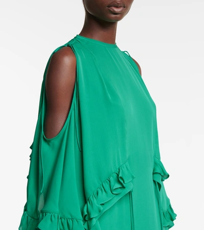 Shop Dorothee Schumacher Fluid Luxury Silk Minidress In Green