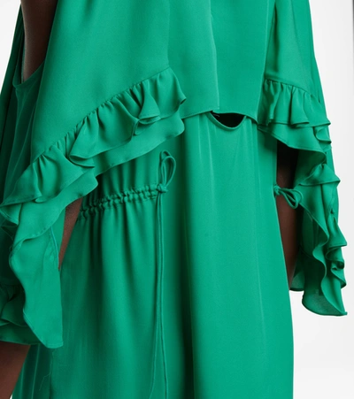 Shop Dorothee Schumacher Fluid Luxury Silk Minidress In Green