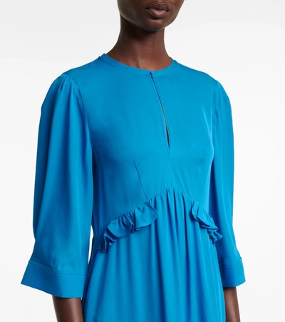 Shop Dorothee Schumacher Fluid Luxury Silk Dress In Blue
