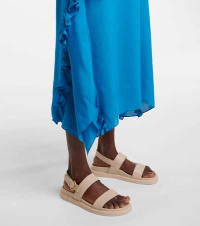Shop Dorothee Schumacher Fluid Luxury Silk Dress In Blue