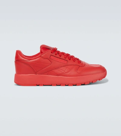 Shop Maison Margiela X Reebok Project 0 Classic Leather Tabi Sneakers In Red