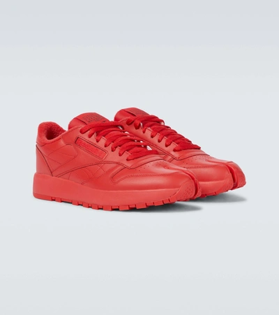 Shop Maison Margiela X Reebok Project 0 Classic Leather Tabi Sneakers In Red