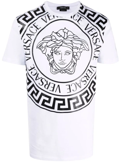 Shop Versace Medusa-print Cotton T-shirt In Weiss