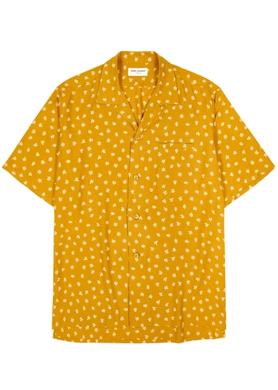 Shop Saint Laurent Mustard Floral-print Shirt In Multicoloured