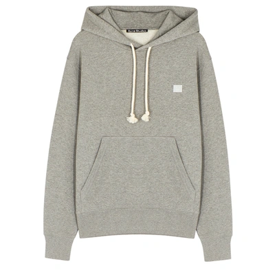Shop Acne Studios Fennis Face Grey Hooded Cotton Sweatshirt In Light Grey