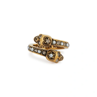 Shop Alexander Mcqueen Skull-embellished Gold-tone Ring