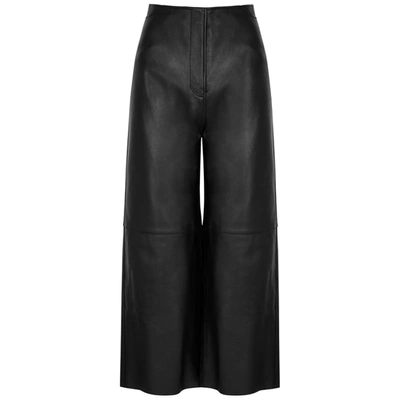 Shop Totême Black Wide-leg Leather Trousers