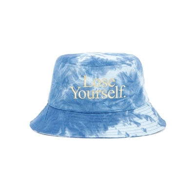 Shop Rabanne X Peter Saville Lose Yourself Cotton Bucket Hat In Blue