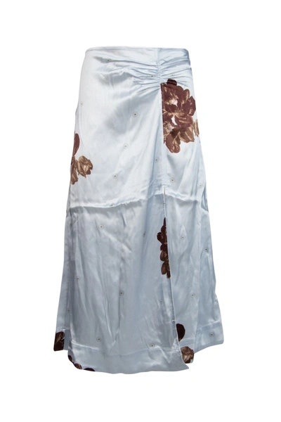 Shop Ganni Floral Print Midi Skirt In Multi