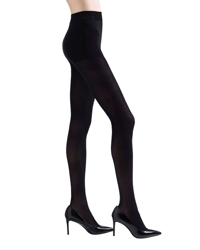 Shop Natori 2-pack Velvet Touch Opaque Control-top Tights In Black
