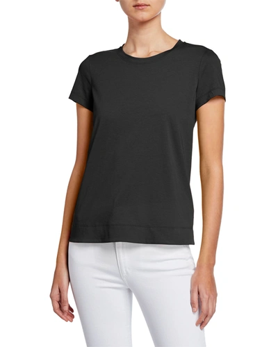 Shop Lafayette 148 Modern Short-sleeve Cotton Jersey Tee In Black