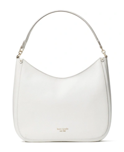 Shop Kate Spade New York Roulette Large Leather Hobo Bag In Optic White