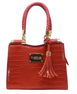 Bebe Natalie Micro Croco Shopper Crossbody In Red Modesens