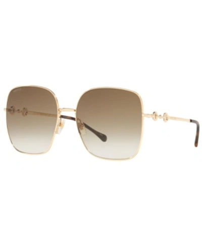 Shop Gucci Sunglasses, Gg0879s 61 In Gold/brown