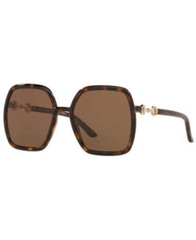 Shop Gucci Sunglasses, Gg0890s 55 In Tortoise/brown