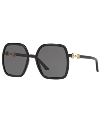 Shop Gucci Sunglasses, Gg0890s 55 In Black/grey