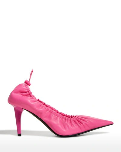 Shop Balenciaga Scrunch 80mm Drawstring Napa High-heel Pumps In 5321 Fluo Pink