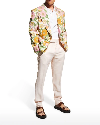 Shop Tom Ford Men's Atticus Floral-print Dinner Jacket In Wht Fan