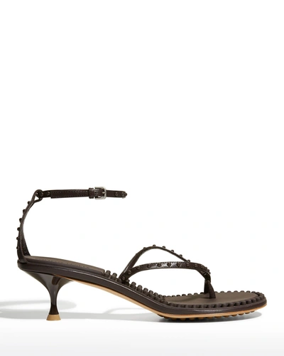 Shop Bottega Veneta Dot 55mm Leather Bubble Crisscross Sandals In 2113-fondant