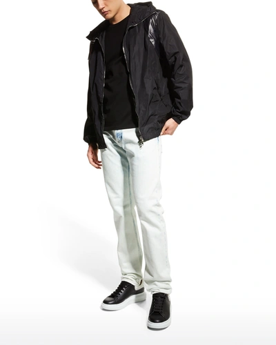 Shop Alexander Mcqueen Men's Logo Harness Hooded Wind-resistant Jacket In Black