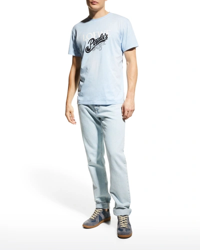 Shop Loewe Men's X Paula's Ibiza Embroidered Logo T-shirt In Light Blue