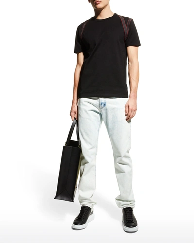 Shop Alexander Mcqueen Men's Bleached Straight-leg Jeans In Off White