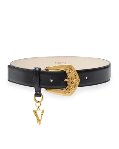 Shop Versace Barocco 35mm Leather Belt In Black- Gol