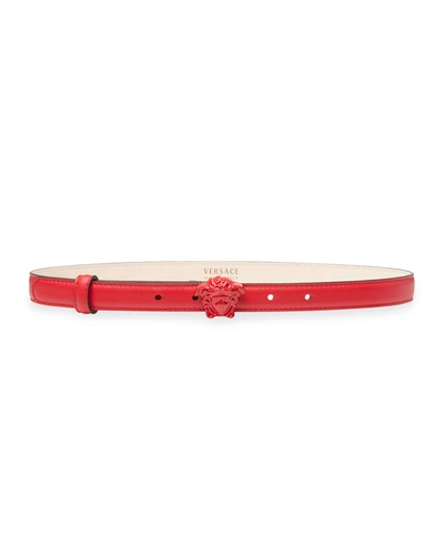 Shop Versace La Medusa 20mm Leather Belt In Scarlet-scarlet-v