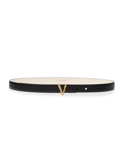 Shop Versace Virtus Belt In Blk- Gold