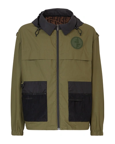 Shop Fendi Men's Reversible Vertigo Ff Jacket In Globe