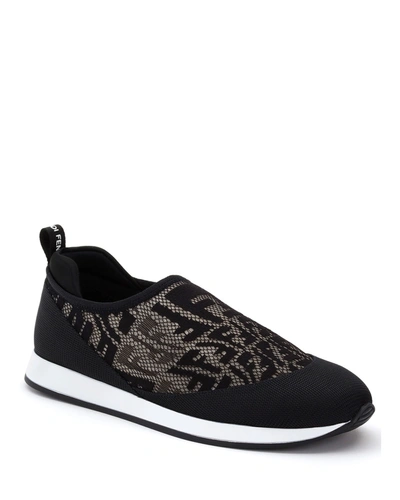 Shop Fendi Ff Logo Slip-on Runner Sneakers In Nero