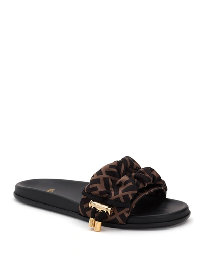 Shop Fendi Illusion Ff Slide Sandals In Tabacco Nero