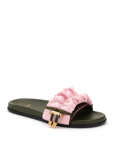 Shop Fendi Illusion Flat Slide Sandals In Peonia