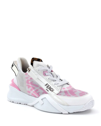Shop Fendi Flow Ff Side-zip Trainer Sneakers In Trasparent Pink