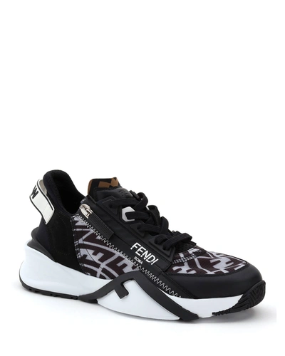 Shop Fendi Flow Ff Side-zip Trainer Sneakers In Trasparent Black