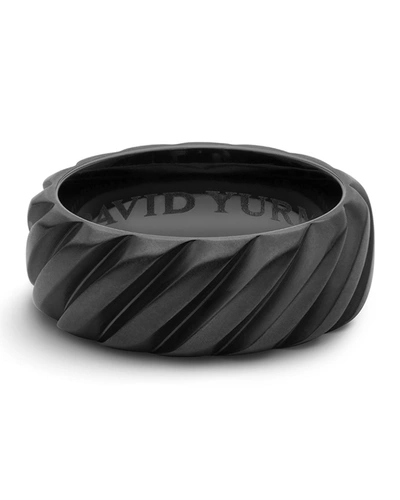 Shop David Yurman Men's Modern Cable Wide Band Ring In Black