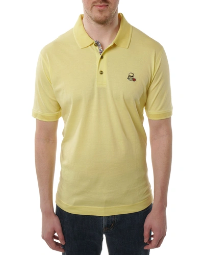 Shop Robert Graham Men's Archie Polo Shirt Contrast Detail In Light Yellow