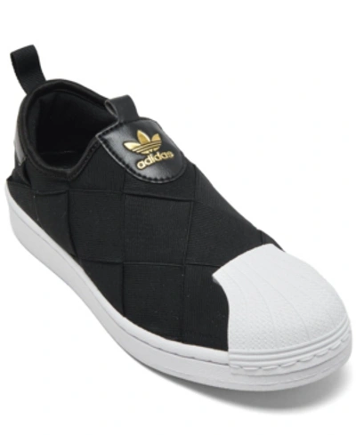 Shop Adidas Originals Women's Superstar Slip-on Casual Sneakers From Finish Line In Core Black, Footwear White