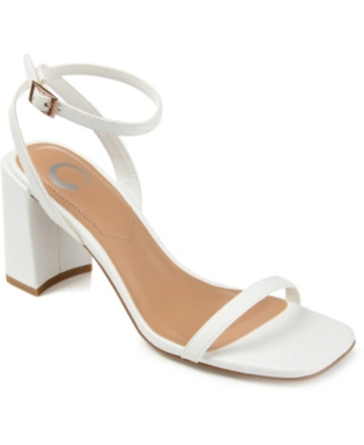 Journee Collection Chasity Womens Round Open Toe Block Heel Pumps In White