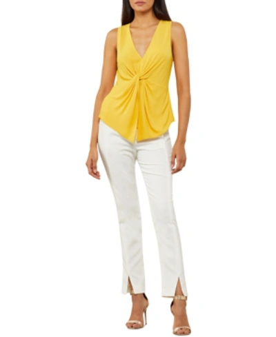 Shop Bcbgmaxazria Twisted Top In Honey Gold