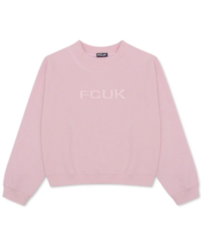 Shop Fcuk Embroidered Logo Crewneck Sweatshirt In Chalky Pink