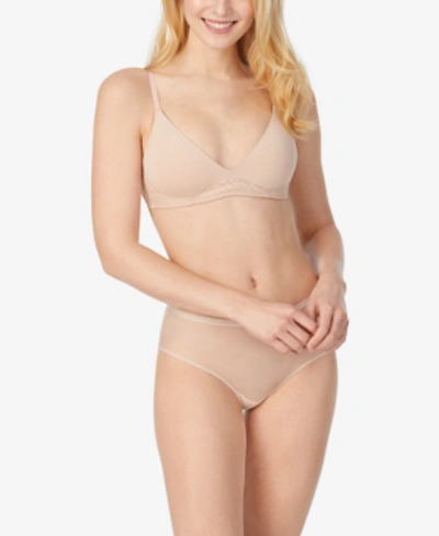 On Gossamer Beautifully Basic Lace Trim Plunge Bra In Champagne