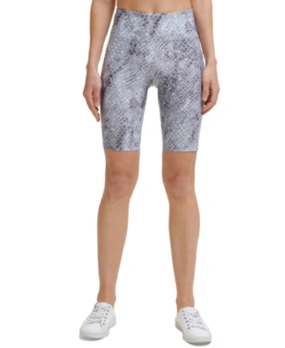 Shop Calvin Klein Performance Women's Snakeskin-print High-rise Bike Shorts In Viper Infn