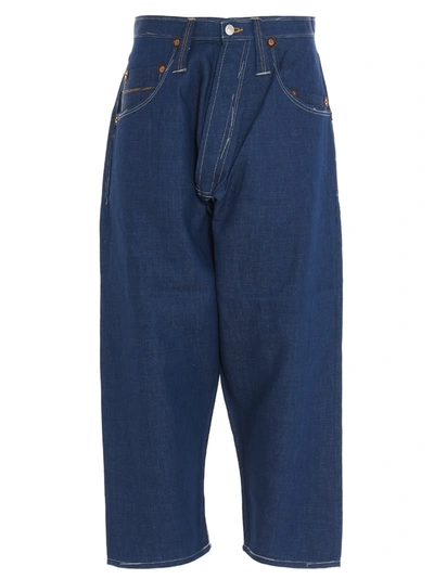 Shop Junya Watanabe Man X Levis Cropped Tapered Jeans In Blue