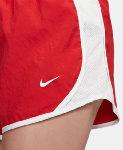 Shop Nike Big Girls Dri-fit Tempo Running Shorts In Red/white