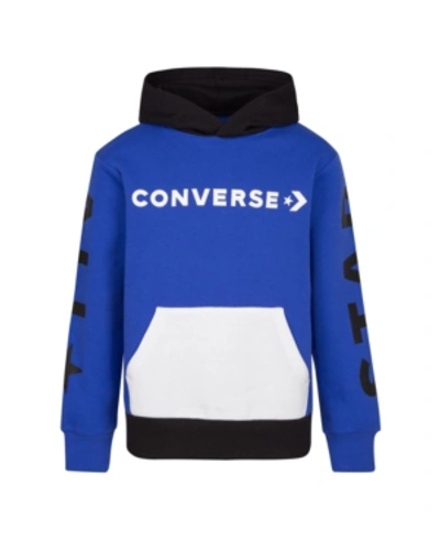 Shop Converse Big Boys Fleece Pullover Hoodie In Blue