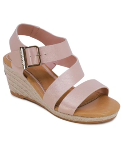 Shop Nine West Little Girls Iman Espadrille Sandals In Rose Gold