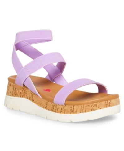 Shop Steve Madden Little Girls Jrossiee Wedge Sandals In Purple
