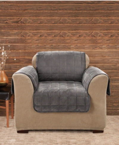 Shop Sure Fit Velvet Deluxe Pet Chair Slipcover With Sanitize Odor Release In Dark Grey