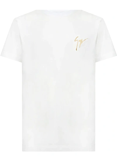 Shop Giuseppe Zanotti Signature-print Cotton T-shirt In Weiss